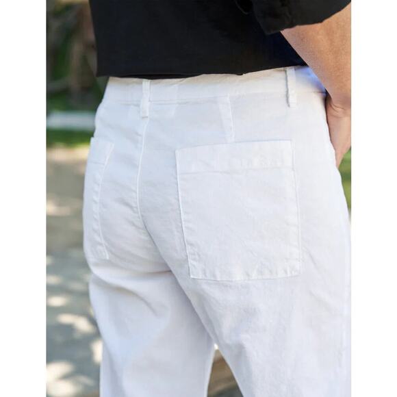 Frank & Eileen White Kinsale Cropped Linen Trouser Pant Size 0 0602S - Picture 3 of 14